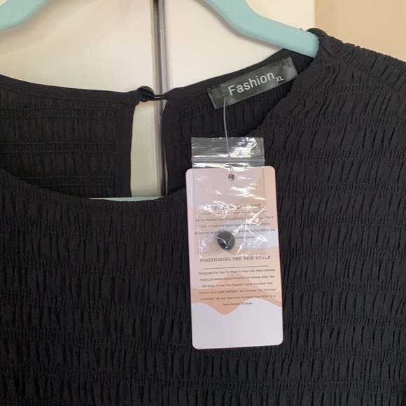 Black long sleeve midi dress with ruffle wrists, XL - Picture 4 of 10